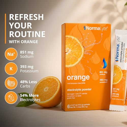 Image of NormaLyte Orange Electrolyte Powder Packets, Hydration Stick, 6 Count