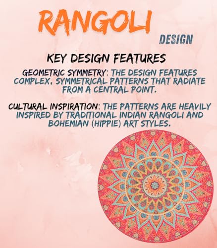 Image of LaVichitra Cotton Table Placemat | Dining Table Mat | Bed Side Table Mat | Cotton Round Shape Placemats | Washable PlaceMat for Shelves & Plant Pots - Pack of 1, Rangoli Print