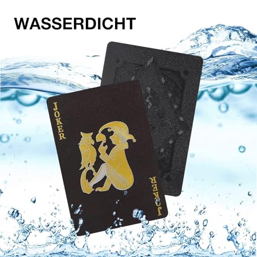 Schwarze Spielkarten, Wasserfeste Pokerkarten, Jolly Karten, Plastik Kartendeck, Black Jack und Rommé Kartenspiel, Canasta, Zauberkarten Set – Bild 5