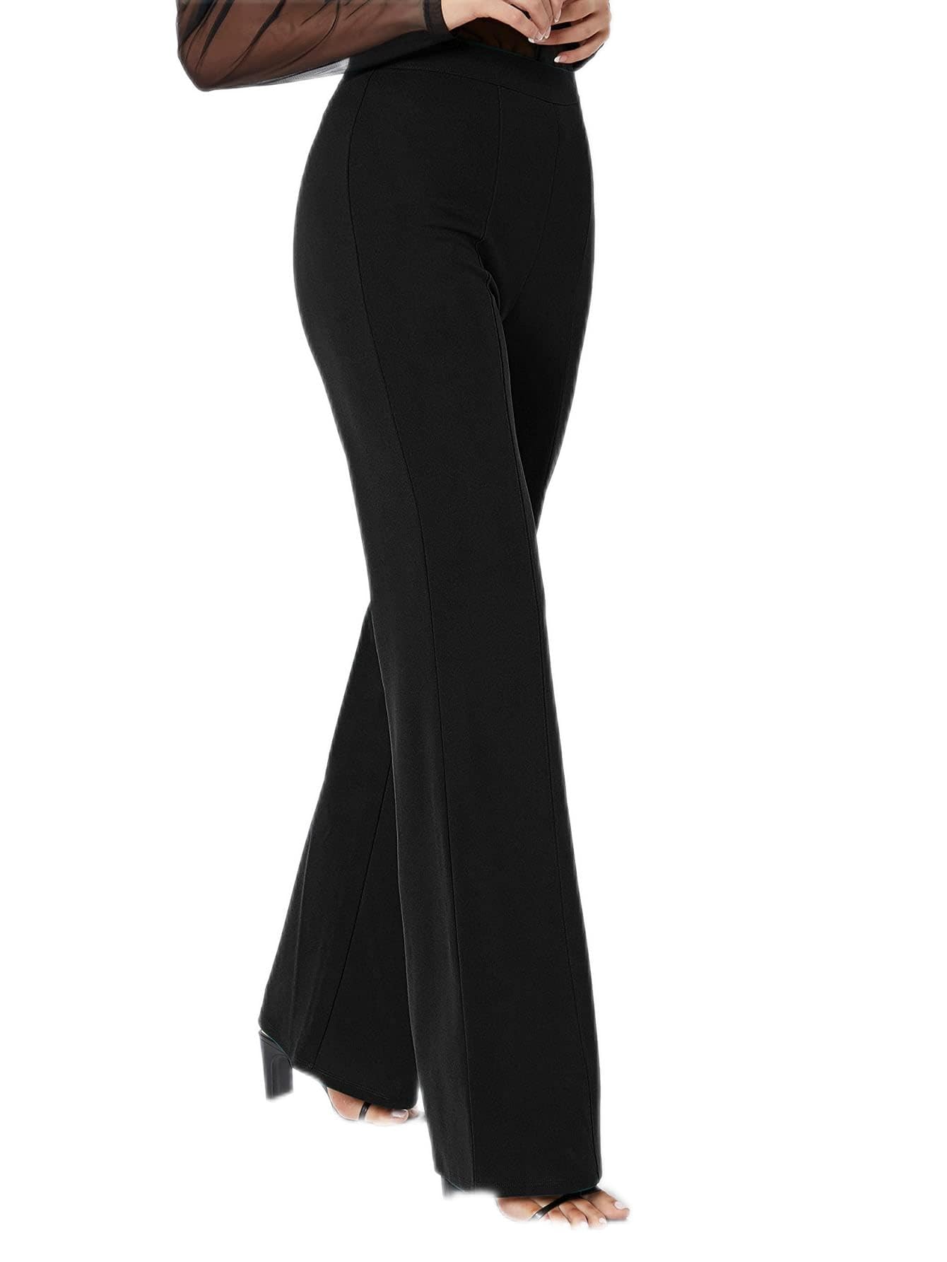 Womens Pants Zipper Back Solid Palazzo Pants Pant for Women Color Black Size Tall M