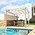 HAPPATIO 10' X 10' Retractable Pergola Canopy for Backyard, Garden, Patio; Woodgrain-Look Aluminum Pergola with Retractable Canopy, Includes Anchors and Expansion Screws (Beige)