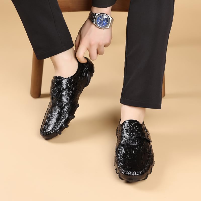 Rui Landed Casual Loafer Shoes for Men Boat Moccasins Breathable Crocodile Slip On Style Premium Genuine Leather Round Toe Low Top4