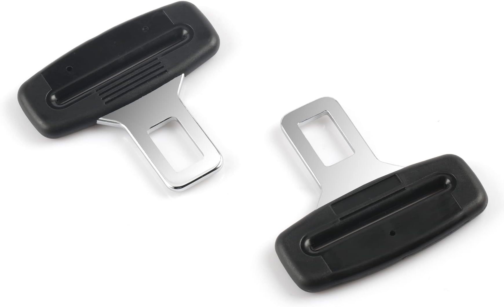 Car Seat Belt Clip, Belt Silencer Metal Tongue, Seat Safety Belt Buckle Auto Metal Seat - Black, Pack of 2