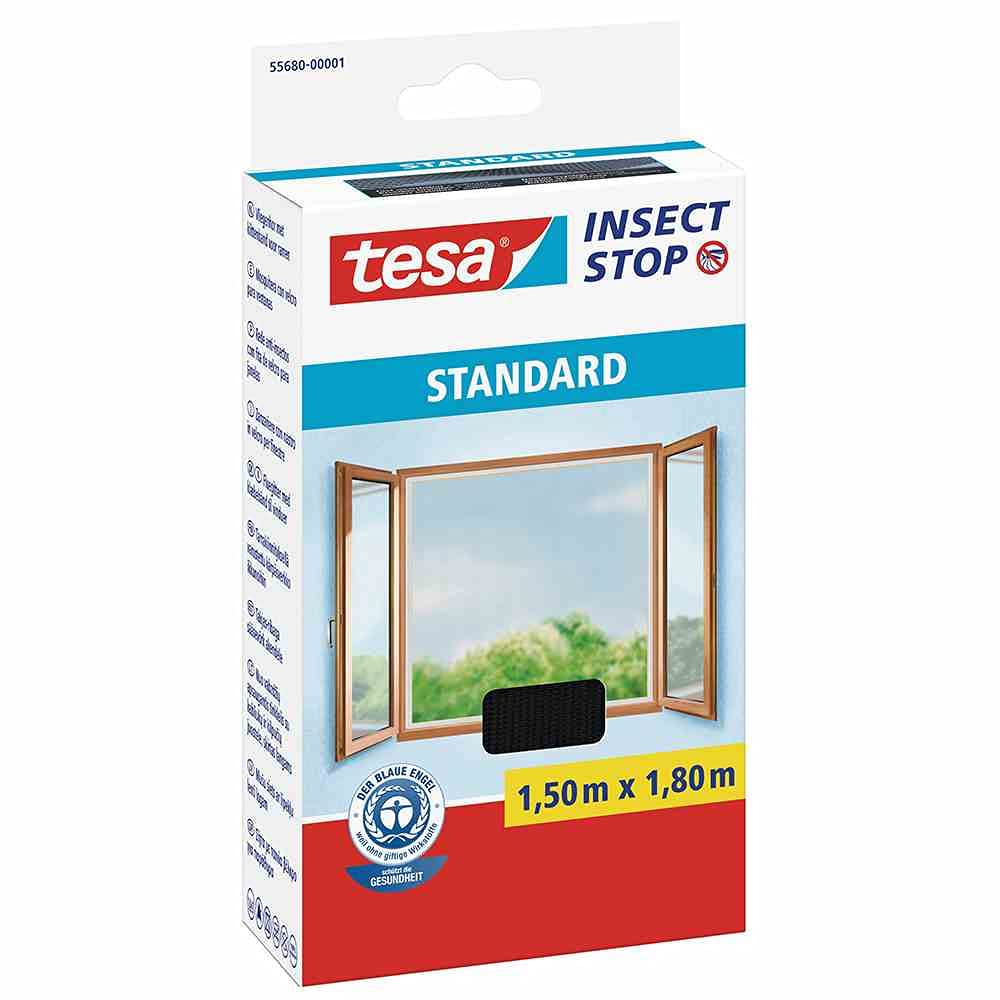 Tesa Insect Stop Standard - Zanzariera per finestra, protezione dagli insetti, tagliabile, senza viti, 150 cm x 180 cm (5)