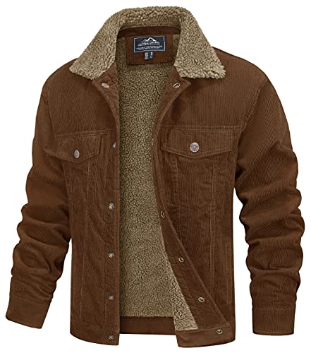 MAGCOMSEN Men's Corduroy Jacket Winter Sherpa Lined Warm Thick Tr...