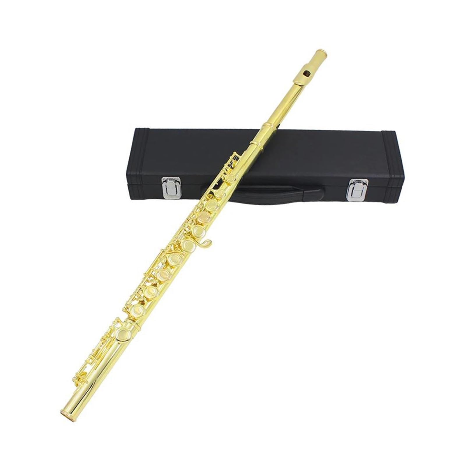 Flauta De 16 Agujeros En C Cuerpo Latón Blanco Niquelado Con Funda Instrumento Viento Madera Profesional(Gold)