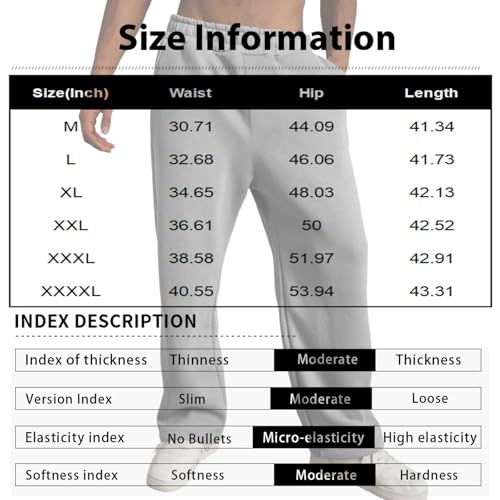 Men's Baggy Sweatpants Elastic Waist Wide Leg Lounge Joggers Pants with Pockets2