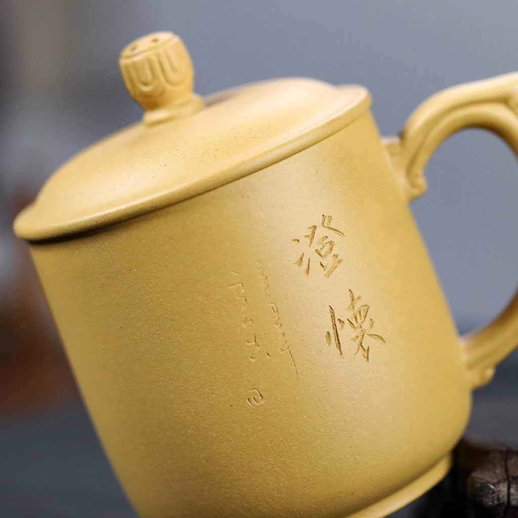 Matcha kubki ręcznie robiony fioletowy gliniany kubek do herbaty dla mężczyzn i kobiet, grawerowany kubek do herbaty 380 ml zestaw do herbaty z zaparzaczem