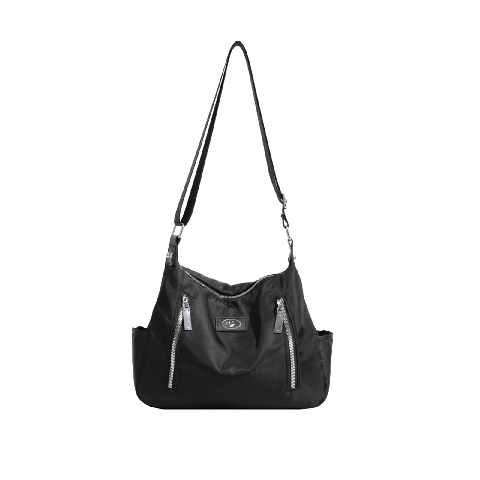 CORIOS Women Nylon Crossbody Bag Waterproof Shoulder Bag Lightweight Top Handle Bag Casual Handbag Multi Pockets Messenger Bag Ladies Hobo Bag Travel Shopping Party Work Tote Bag Black