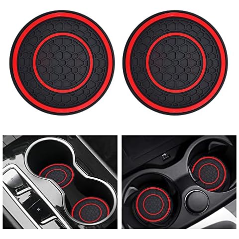2 PCS Car Cup Holder Coaster,Car Coasters Cup Mats,2.75 Inch Universal Car Cup Coasters,Non-Slip Anti Dust Mats Cup Holder Insert Coaster, Suitable for Most Car Interior (Red) Cover