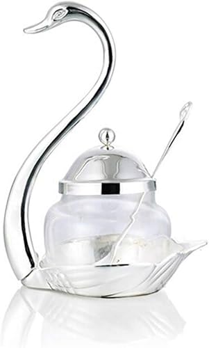 Miniatura 2 de Tarro de condimentos creativo, lindo cuenco de azúcar de cisne europeo para botella de salsa europea, organizador de almacenamiento con cuchara para