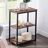 VECELO Tall End Side Table, 30" Height Nightstand with 3-Tier Storage Shelf for Living Room Bedroom