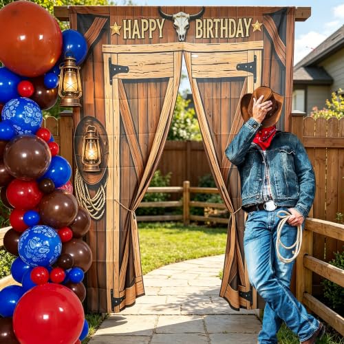 Western Party Decorations,Cowboy Birthday Door Banner & Balloon Arch Kit,90s Throwback & Wild West Themed Parties,Rodeo Themed Western Birthday Party Supplies, Wild West Party Decor — view 3