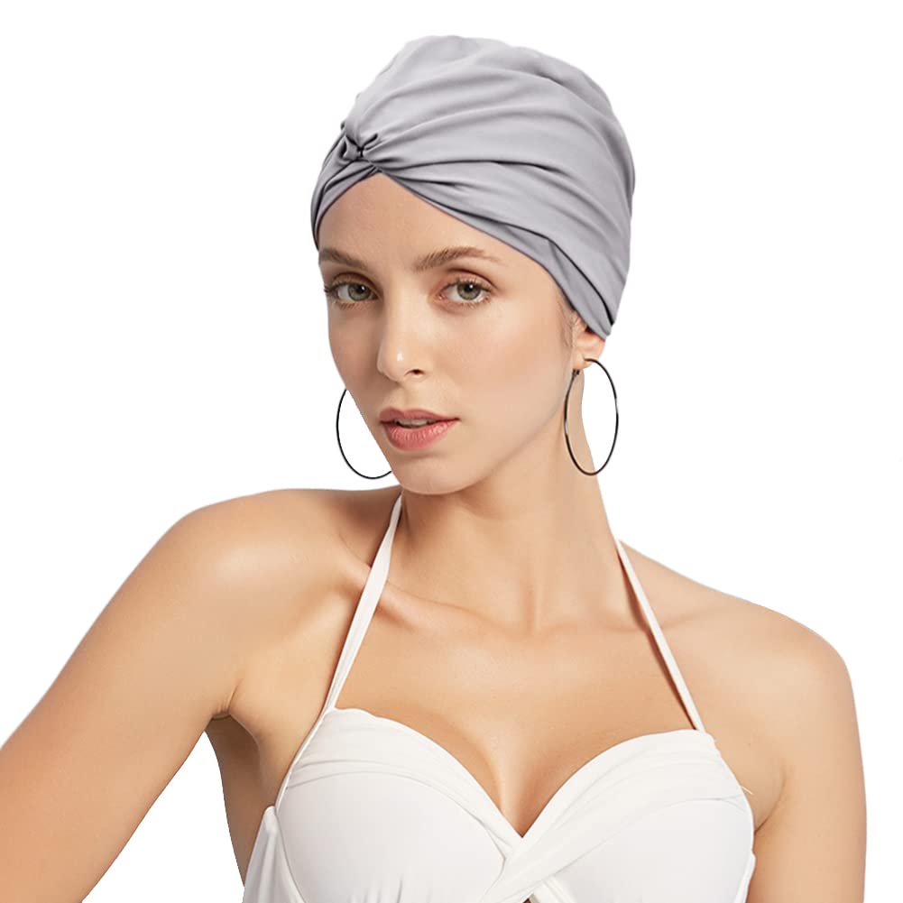 ITODASummer Spandex Swimming Cap Bathing Anti-Slip Elastic Pool Gym Underwater Water Sports Turban Comfortable Non Waterproof Swim Hat Wrap