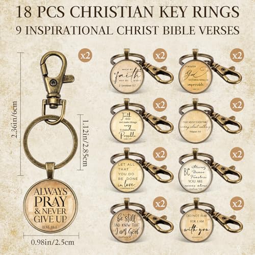 Image of Fumete Christian Keychain Bulk Bible Verse Religious Key Chains Scripture Quote Positive Gift for Women Men Church Pastor