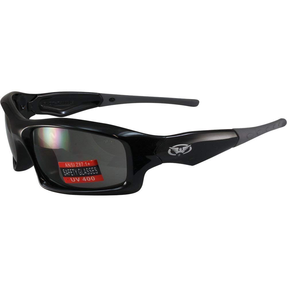Global VisionSunsation 2 Motorcycle Safety Sunglasses Sun Glass Matte Black Frames Smoke Lens ANSI Z87.1
