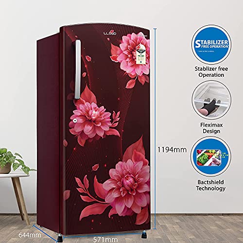 Image of Lloyd Llyod Havells 200 L 2 Star Direct Cool Standard Single Door Refrigerator (Gldc212Sbwt2Pb, Begonia Wine)