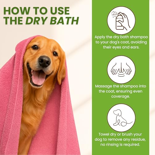 Image of Petroyale Dog Grooming Combo - 2-in-1 Shampoo & Conditioner (300ml) + Dry Bath Foam Shampoo (150ml) - Anti-Fungal, Anti-Itch, Tick & Flea Control, Shedding Support for All Breeds
