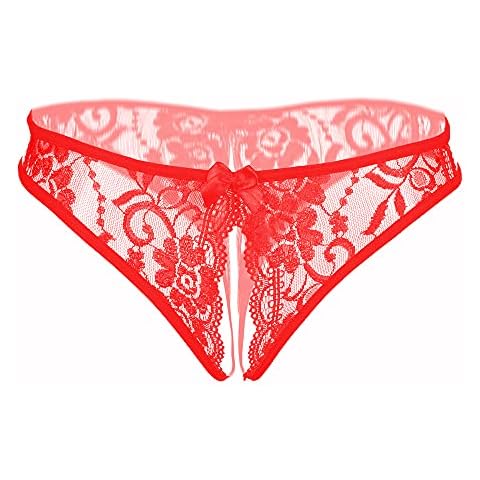 SLITHICE Women Sexy Panties Floral Lace Briefs (as1, alpha, s, regular, regular, Red) Cover