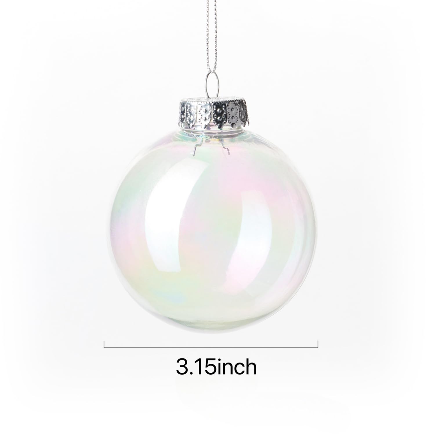 12 bolas de adornos iridiscentes de Navidad de 3.15 pulgadas, transparentes, inastillables, para colgar, bolas de arco iris, adorno de Navidad para manualidades, fiestas, decoración del árbol de