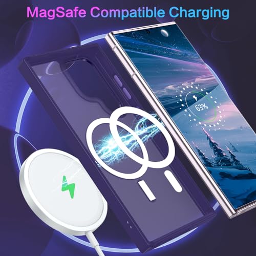 Image of BENTOBEN for Samsung S23 Ultra Case, S23 Ultra Magnetic Phone Case [Compatible with MagSafe] Translucent Matte Slim Shockproof Women Men Girl Protective Case Cover for Galaxy S23 Ultra 6.8 inch,Purple