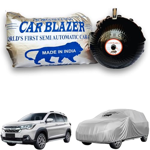Image of CARBLAZER Portable & Semi-Automatic Full Body Car Covers: Heavy Duty Device| Anti-Theft| Dust & Scratch Proof | Water & Wind Resistant|Custom Fit| Dual-Side Cover, Compatible for Maruti Suzuki XL6