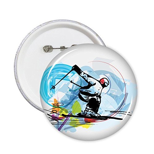 Badge ski synchronisé aquarelle pour réparer un accroc ou décorer une veste unie