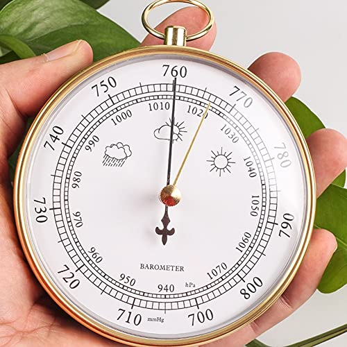 Precyzyjny barometr ze stopu, 3,9-calowe domowe narzędzia ciśnieniowe z wiszącą pętlą, okrągła stacja pogodowa 1070 hPa, do hoteli, magazynów, biur, laboratoriów, muzeów, wędkarstwa