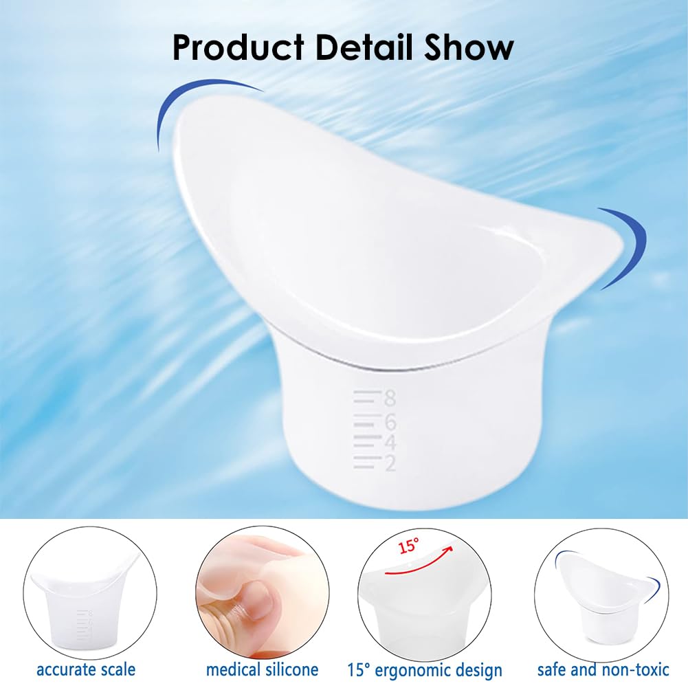 Tazza da Bagno in Silicone per Occhi Portatile - Morbida e Riutilizzabile per Lavaggio Oculare, Non Sterile, 8ml, 4 Pezzi