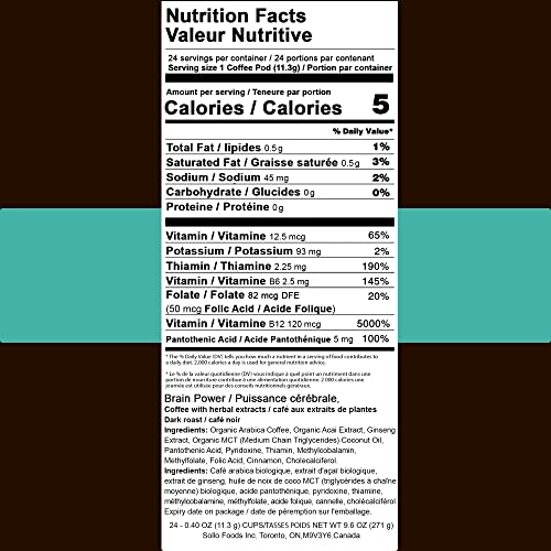 SOLLO Brain Power Dark Coffee Pods MCT & Essential nutrition, Nootropic Brain Booster, For Memory & Focus Compatible with 2.0 K-Cup Keurig Brewers, 24 Count - Thumbnail 2