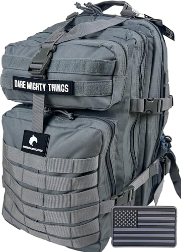 AMERICANPHOENIX Mochila tática Elite 45L | Mochila de trabalho e militar | Resistente à água e resistente | Bolsa antiinsetos, Cinza ártico, Large, Americanphoenix