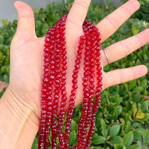 Image of 200pcs Czech Faceted Rondelle Crystal Glass Beads 6mm Bulk Siam Red