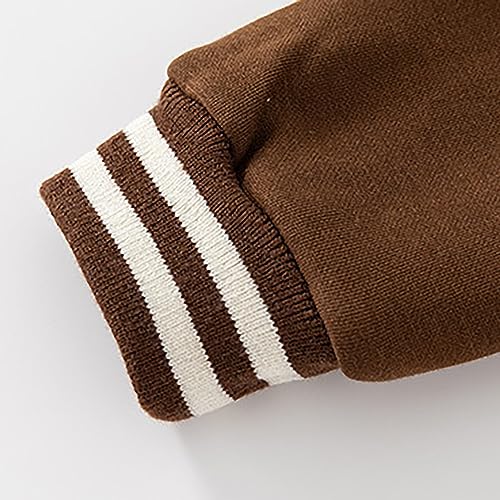 Toddler Boys Girls Autumn and Winter Long Sleeve Standing Collar Button Letter Printed Color Blocking Baseball Jacket2