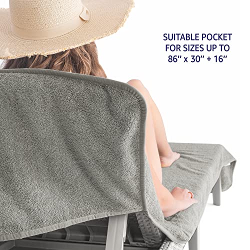 American Soft Linen GRAY CHAISE LOUNGE COVERS Chaise Lounge Covers With Pocket, 100% Cotton Pool Chair Lounge Towel thumb #2