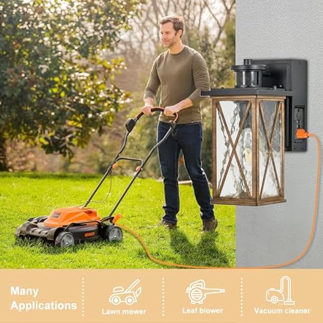 Porch Light Outdoor Lantern Wall Light Industrial with Rustic Wood-Like Finish