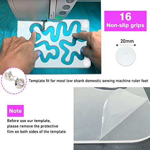 Kapyoo 3Pcs Freemotion Quilting Rulers And Templates Set Quilting Templates For Machine Quilting Quilting Supplies Quilting Patterns With Non-Slip Grips (Series B) #TOP6