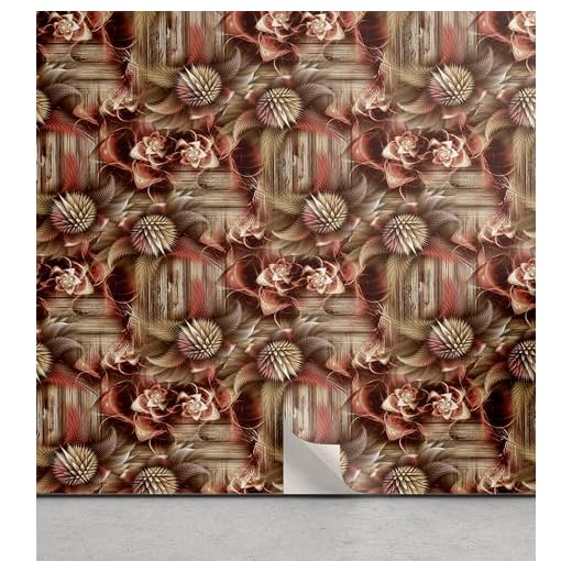 ABAKUHAUS Étnico Pelar y pegar papel tapiz para el hogar, Estrellas Abstractas Vintage, Acento autoadhesivo para salón y cocina, 33 cm x 180 cm, Marrón Rojizo Claro Ocre Oscuro