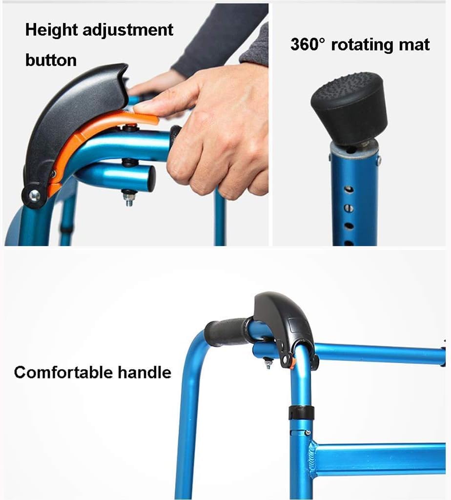 Robuster Rollator für Senioren auf und ab Treppen, automatische Höhenverstellung, leichtes Aluminium, tragbar, faltbar, Mobilitätshilfe für ältere Menschen mit Behinderung