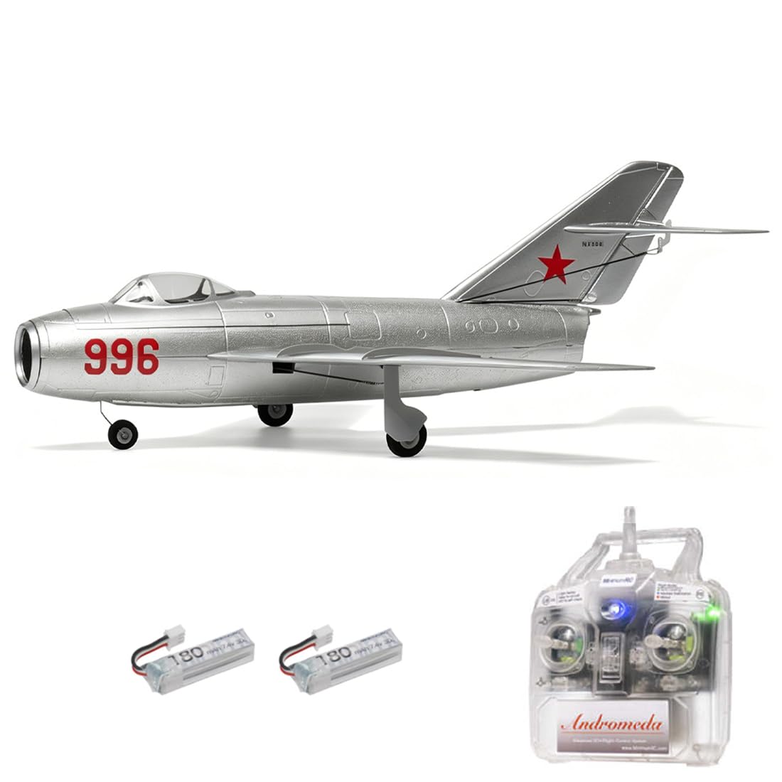 MinimumRC MiG-15 Micro EDF Jet 30mm 2S, 4-Kanal RC Flugzeug mit Gyro Stabilisierung, EPS Rumpf, Abnehmbares Fahrwerk(Bürstenloser/Linker Gashebel/2 Batterien)
