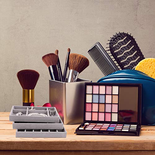 TSLBW Jewelry Trays Organizer Set of 4 Velvet Stackable Jewellery Drawer Organiser Tray Earring Ring Necklace Bracelet Display Showcase Jewelry Storage Trays, 4 Style (Grey) - Cosy Home Interiors TSLBW Jewelry Trays Organizer Set of 4 Velvet Stackable Jewellery Drawer Organiser Tray Earring Ring Necklace Bracelet Display Showcase Jewelry Storage Trays, 4 Style (Grey) - Image 6