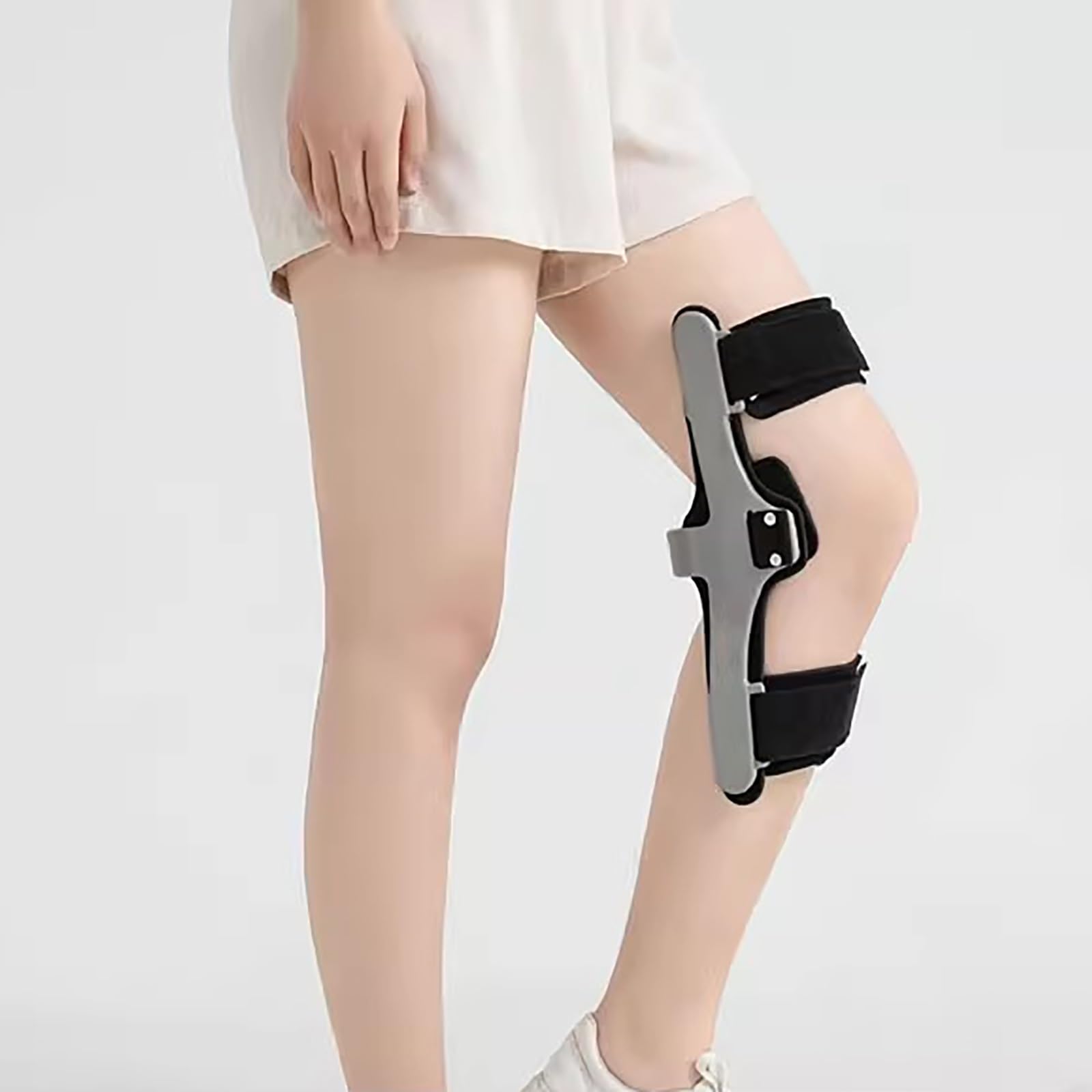 Genérico Rodillera for hiperextensión de Rodilla, órtesis de Rodilla Fija Ajustable, con Correa Fija y Forro Suave antidesgaste, for hiperextensión de Rodilla(Left,M)