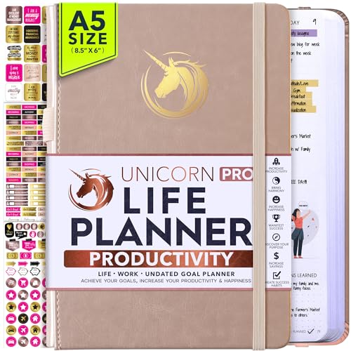 Image of Life Planner - Undated Daily, Weekly & Monthly Planner with Budget Section | A 12 Month Journey to Increase Productivity & Happiness | Life Organizer & Gratitude Journal - Horizontal Format