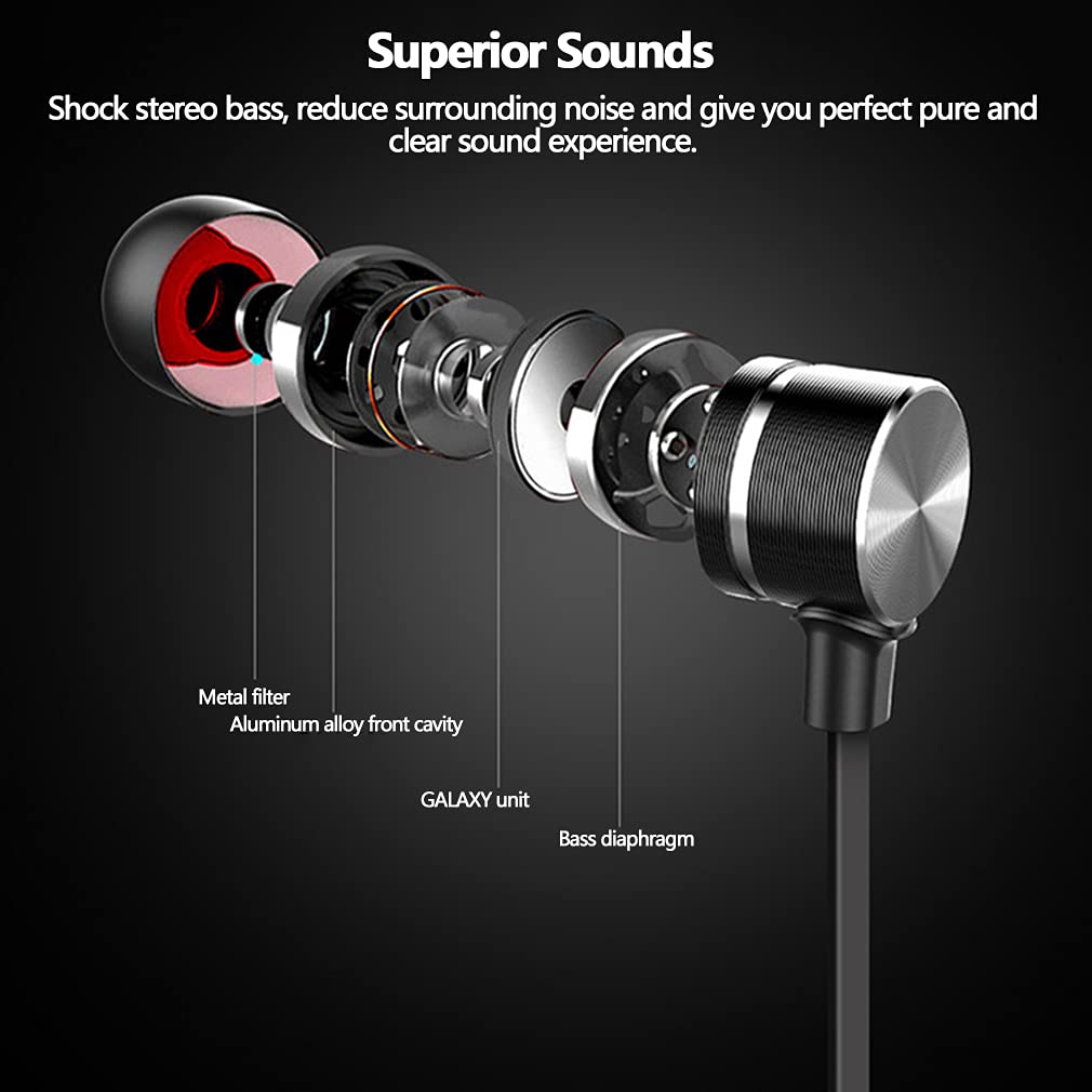 Bezprzewodowe słuchawki sportowe Bluetooth, magnetyczne słuchawki douszne z opaską na szyję, stereo, bezprzewodowe, odporne na pot, redukcja szumów, do biegania, joggingu, treningu,