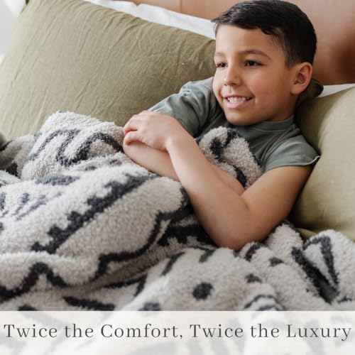 Image of SARANONI Throw Blanket | Breathable Double Layer Soft, Plush Decorative Comfy Blankets for Couch or Bed | Cream and Black, Mudcloth - 50 inch x 60 inch