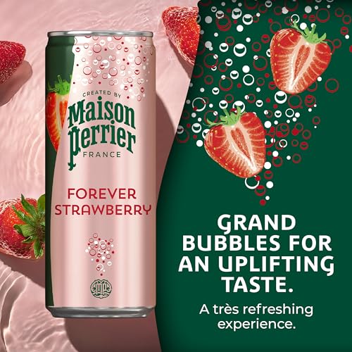 Image of Maison Perrier Forever Strawberry Flavored Sparkling Water, 11.15 Fl Oz Cans, 8 Count, 3 Pack