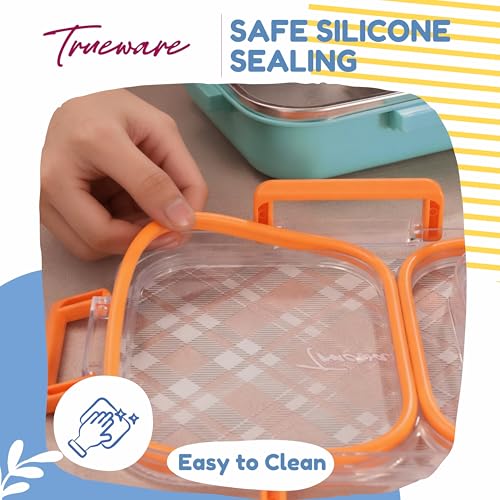 Image of Trueware Cool Touch 304 Stainless Steel PU Insulated Lunch Box with Two Compartment BPA Free, Food Grade Ideal for School, Picnic, Office & Outdoor - 540ml