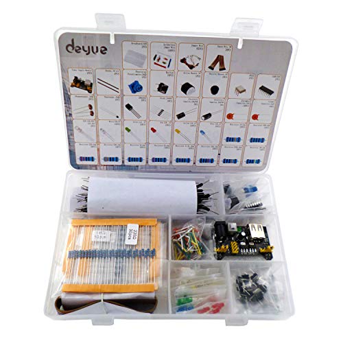 DEYUE 458 Electronic Starter Fun Kit for Arduino Raspberry Pi | Basic Electronics Components Starter Kit | Power Supply Module, Jumper Wire, Great range of Resistors, Breadboard 400 Tie-Point