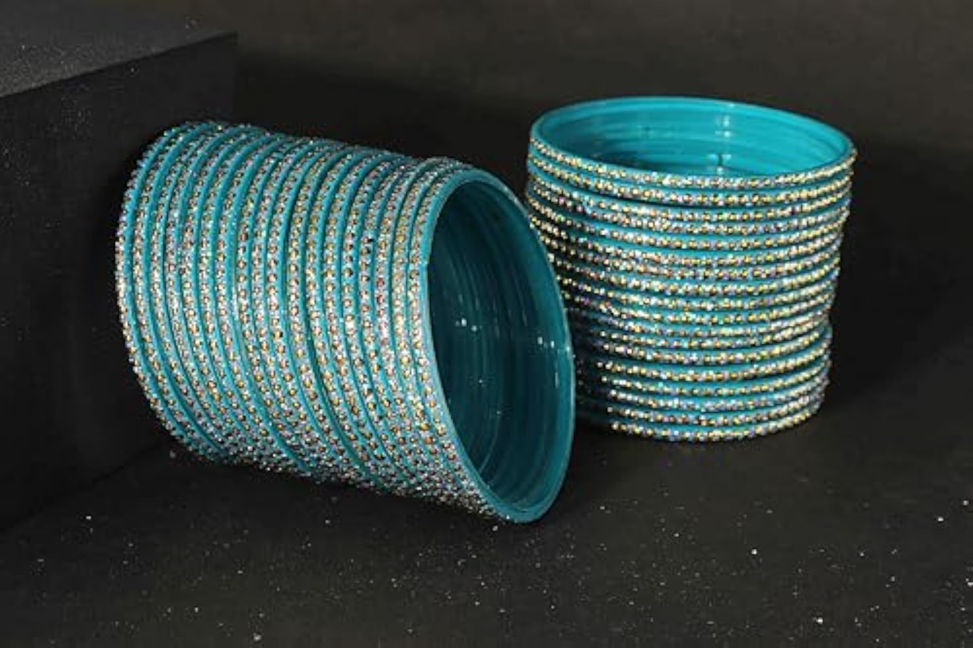 Stylish Fancy Bangles Set with Polka Dots & Glitter