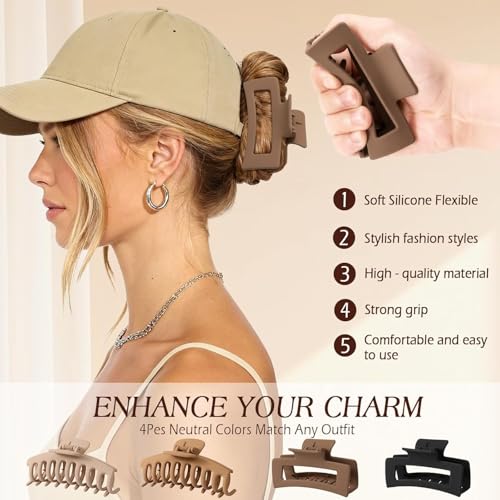 Image of 4 PCS Cloud Claw Clips for Women | Hair Clutcher for Women Stylish | Aesthetic Claw Clips | Strong Hold Hair Claw Clips for Thick, Thin & Curly Hair | Non-Slip Hair Clutches | Trendy Hair Accessories & Clutchers for Hair