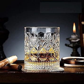 Fashioned Whiskey Glasses, Bourbon Glasses, Premium Scotch Glasses, Rocks Glasses, Cocktail Glasses, Clear Rum Glasses, Bar Glasses, Whiskey Glasses for Men (350 ml, Pack of 6) (Green, 6)